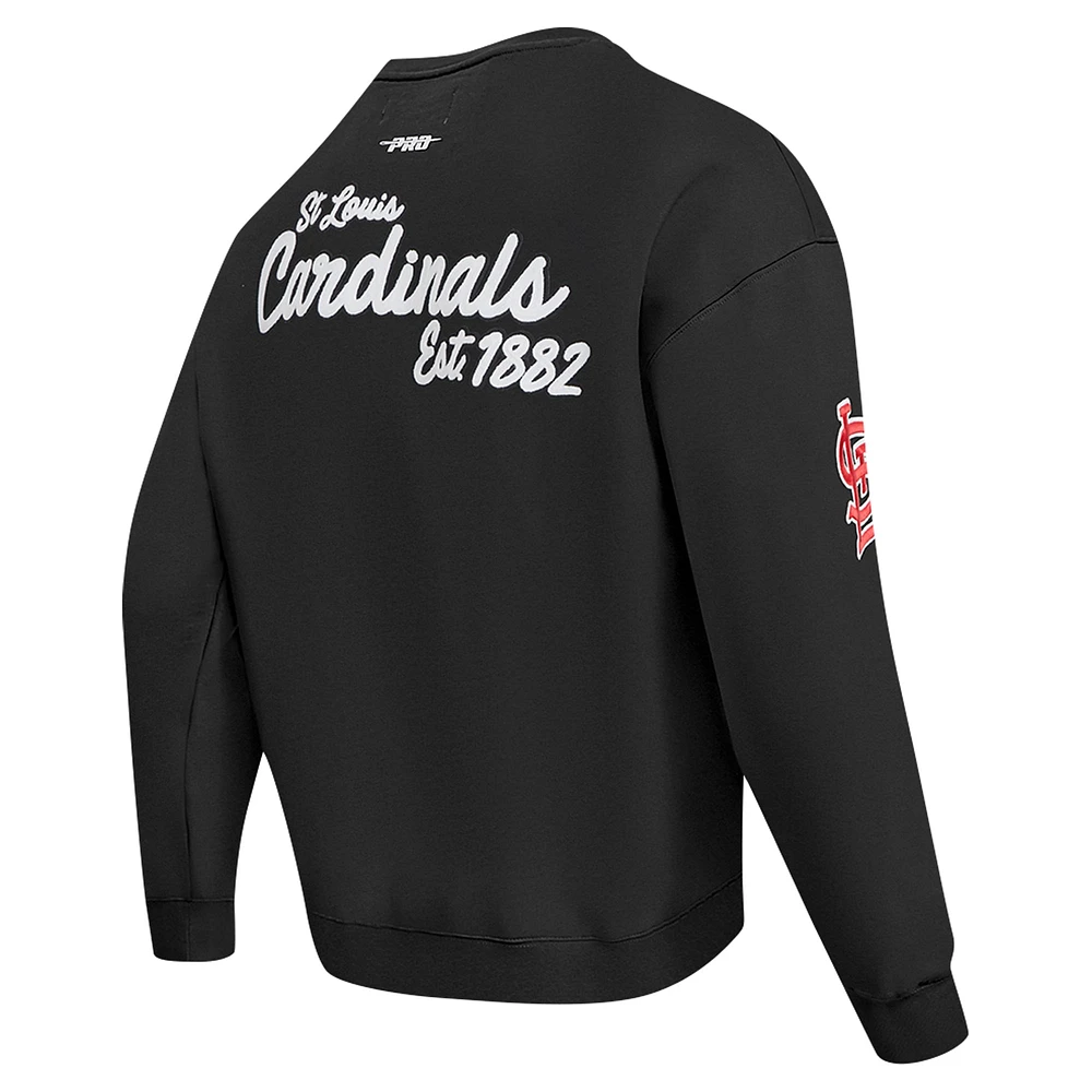 Men's Pro Standard Black St. Louis Cardinals Paint The City Dropped Shoulder Pullover Sweatshirt