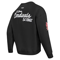 Men's Pro Standard Black St. Louis Cardinals Paint The City Dropped Shoulder Pullover Sweatshirt