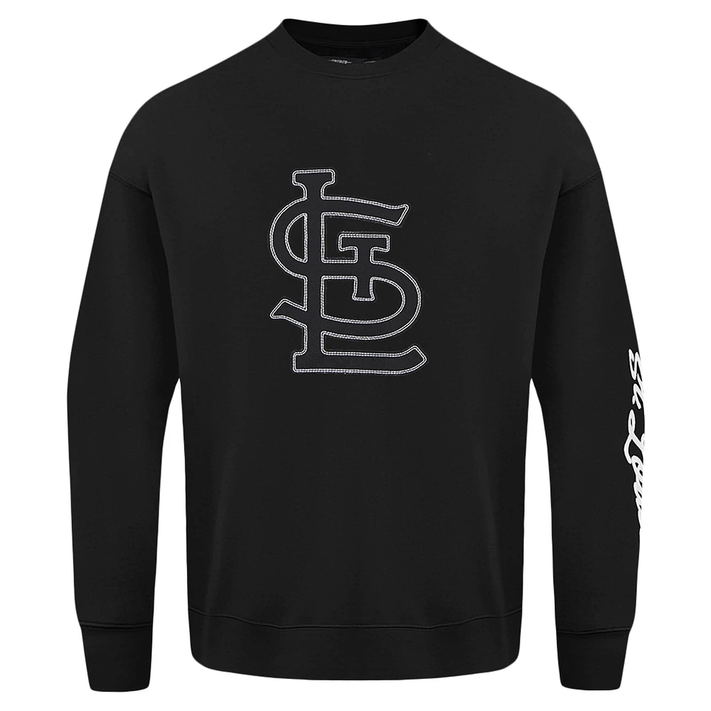 Men's Pro Standard Black St. Louis Cardinals Paint The City Dropped Shoulder Pullover Sweatshirt