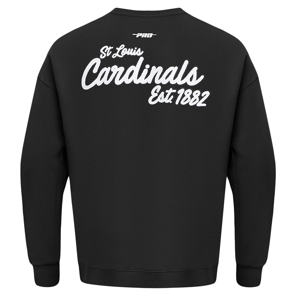 Men's Pro Standard Black St. Louis Cardinals Paint The City Dropped Shoulder Pullover Sweatshirt