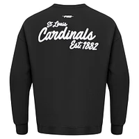 Men's Pro Standard Black St. Louis Cardinals Paint The City Dropped Shoulder Pullover Sweatshirt