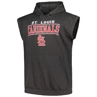 Men's Profile Heather Charcoal St. Louis Cardinals Big & Tall Muscle Sleeveless Pullover Hoodie