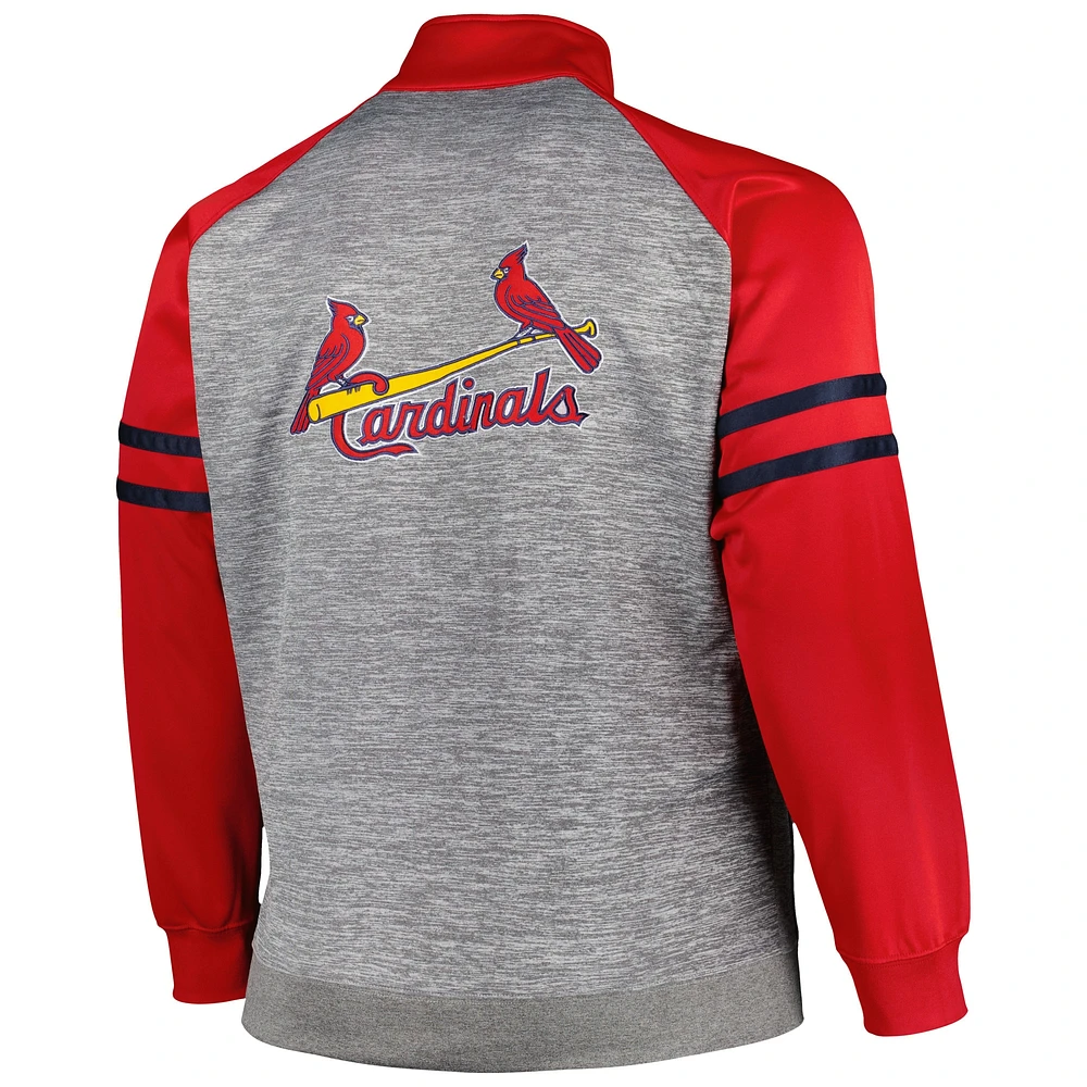 Men's Red/Heather Gray St. Louis Cardinals Big & Tall Raglan Full-Zip Track Jacket