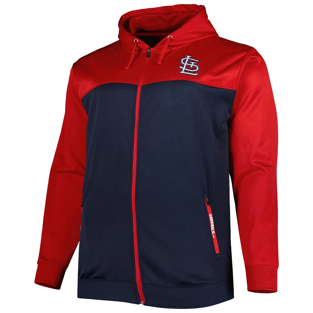 Men's Red/Navy St. Louis Cardinals Big & Tall Yoke Full-Zip Hoodie