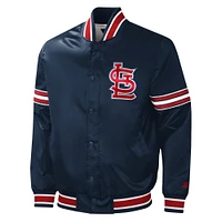 Men's Starter Navy St. Louis Cardinals Slider Satin Full-Snap Varsity Jacket