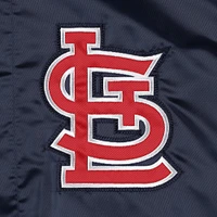 Men's Starter Navy St. Louis Cardinals Slider Satin Full-Snap Varsity Jacket