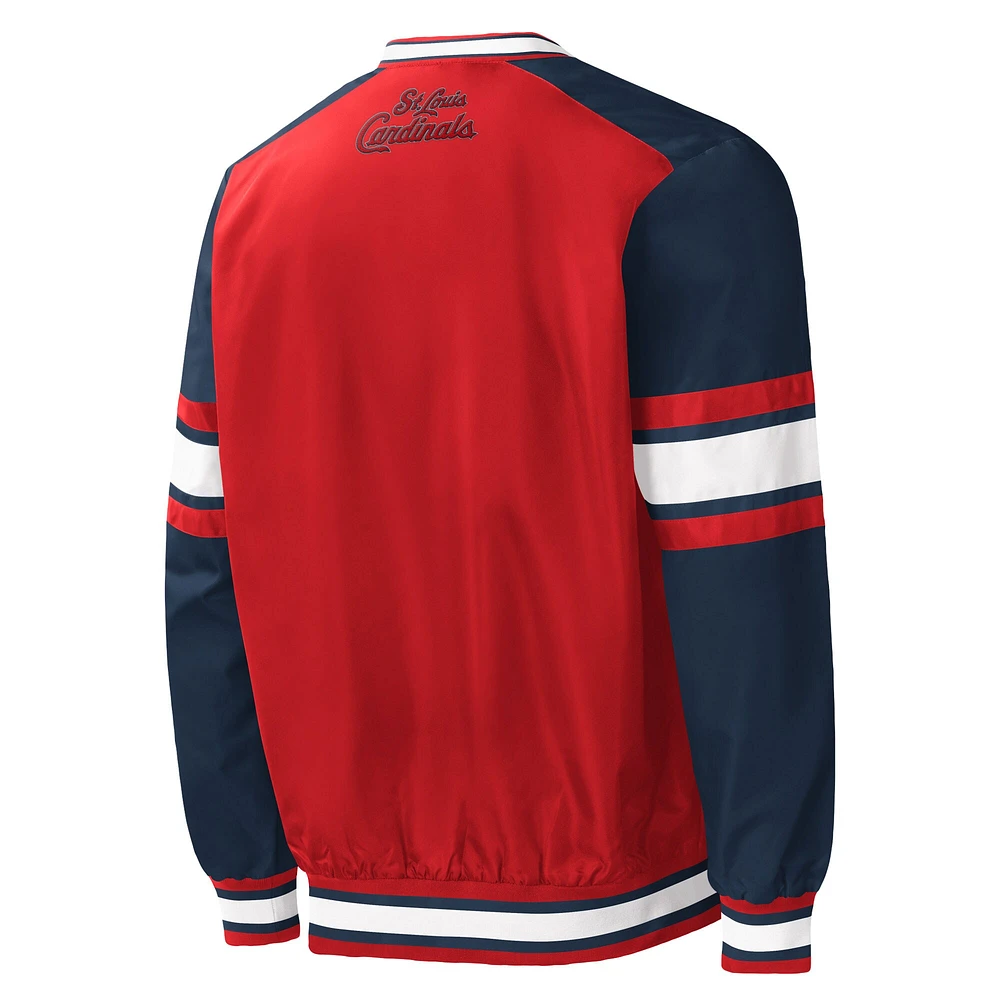 Men's Starter Red St. Louis Cardinals Yardline V-Neck Pullover Windbreaker