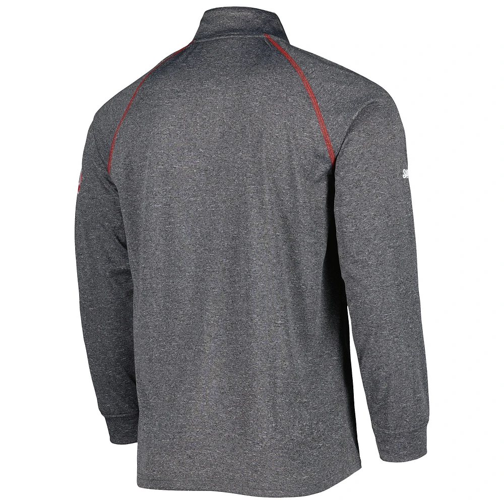Men's Stitches Heather Gray St. Louis Cardinals Wordmark Raglan Quarter-Zip Top
