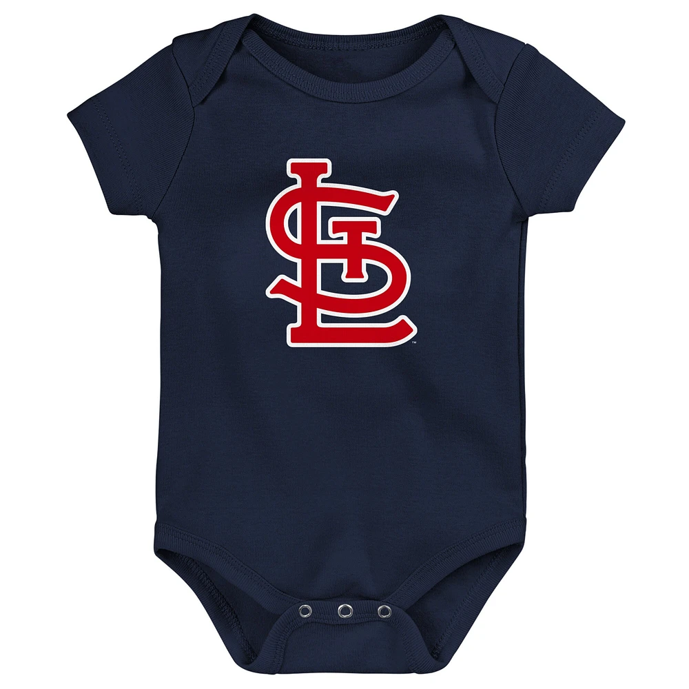 Lot de 3 bodys pour nouveau-nés et nourrissons bleu marine/blanc/gris chiné St. Louis Cardinals Biggest Little Fan