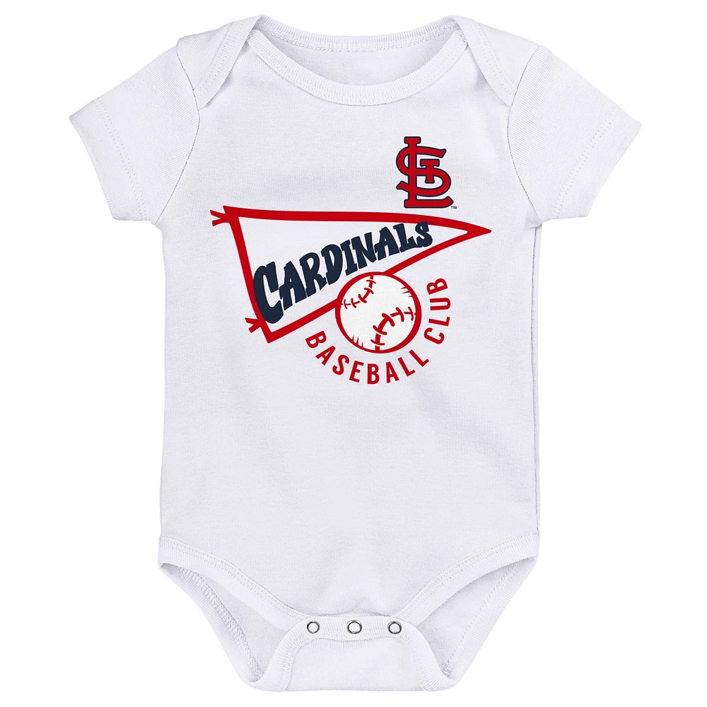 Lot de 3 bodys pour nouveau-nés et nourrissons bleu marine/blanc/gris chiné St. Louis Cardinals Biggest Little Fan