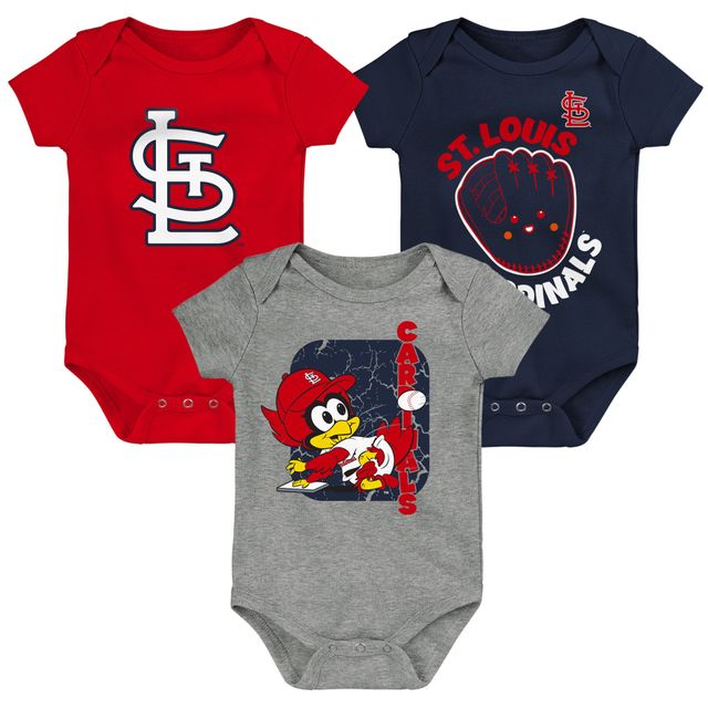Ensemble de 3 bodies pour nouveau-né et bébé rouge/bleu marine/gris St. Louis Cardinals Change Up