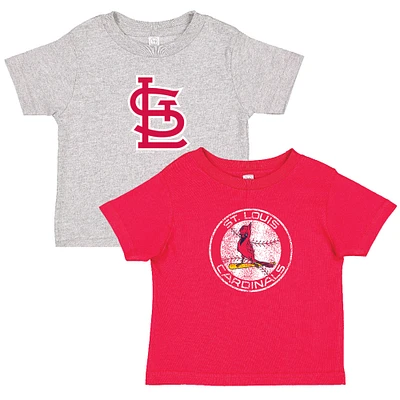 Ensemble de deux t-shirts pour tout-petits, doux comme un raisin, rouge/gris chiné, collection Cooperstown, Cardinals Saint-Louis