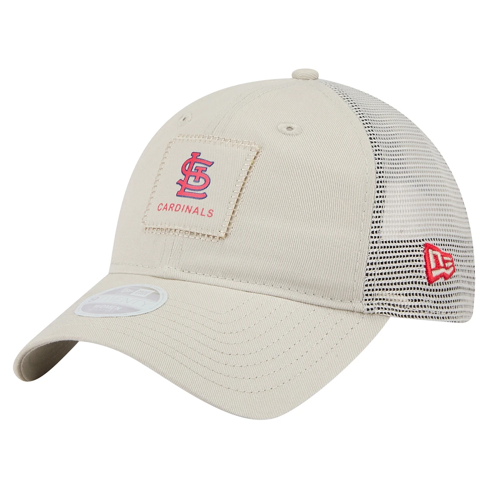 Women's New Era Light Beige St. Louis Cardinals Square Stitch 9TWENTY Adjustable Hat