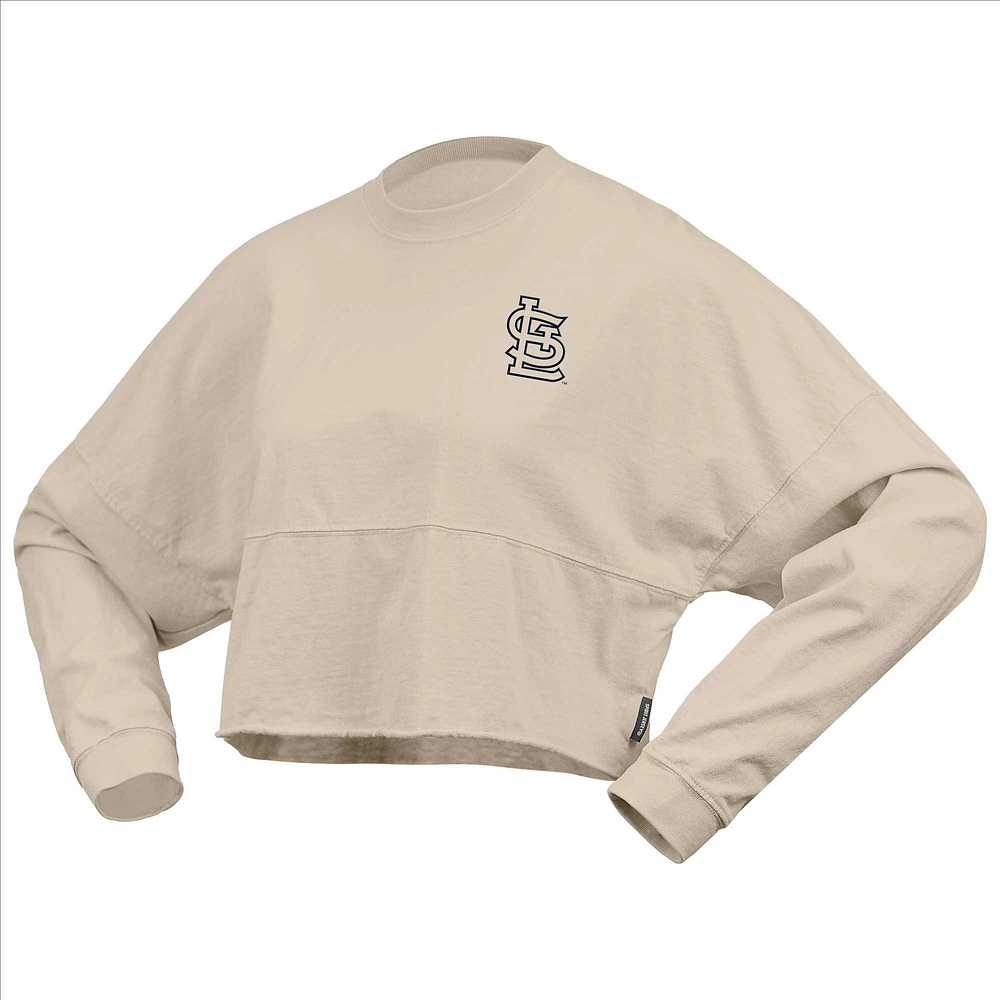 Women's Fanatics Cream St. Louis Cardinals Long Sleeve Cropped Jersey T-Shirt