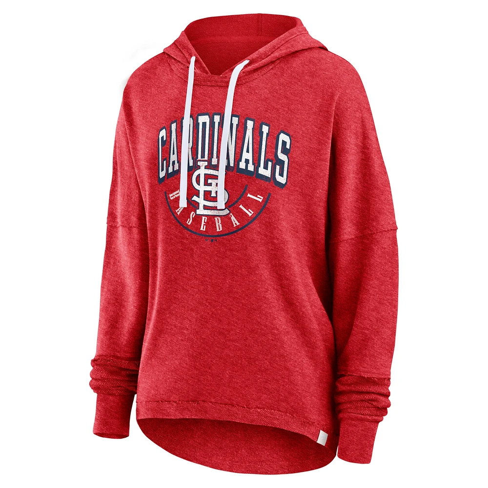 Women's Fanatics Heather Red St. Louis Cardinals Luxe Pullover Hoodie