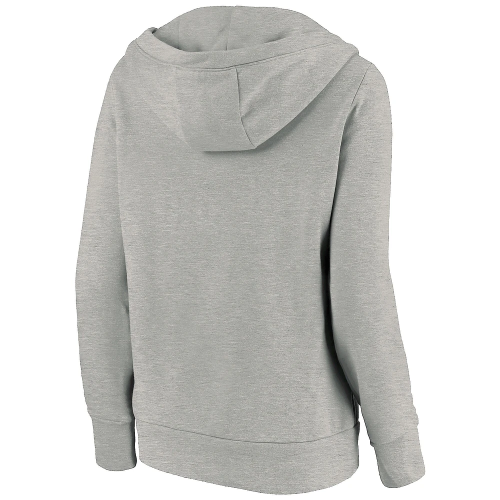 Women's Fanatics Heathered Gray St. Louis Cardinals Official Logo Crossover V-Neck Pullover Hoodie