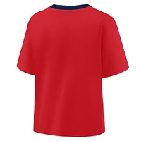 Women's Fanatics Red/Graphite St. Louis Cardinals Oversized Race To Win V-Neck T-Shirt