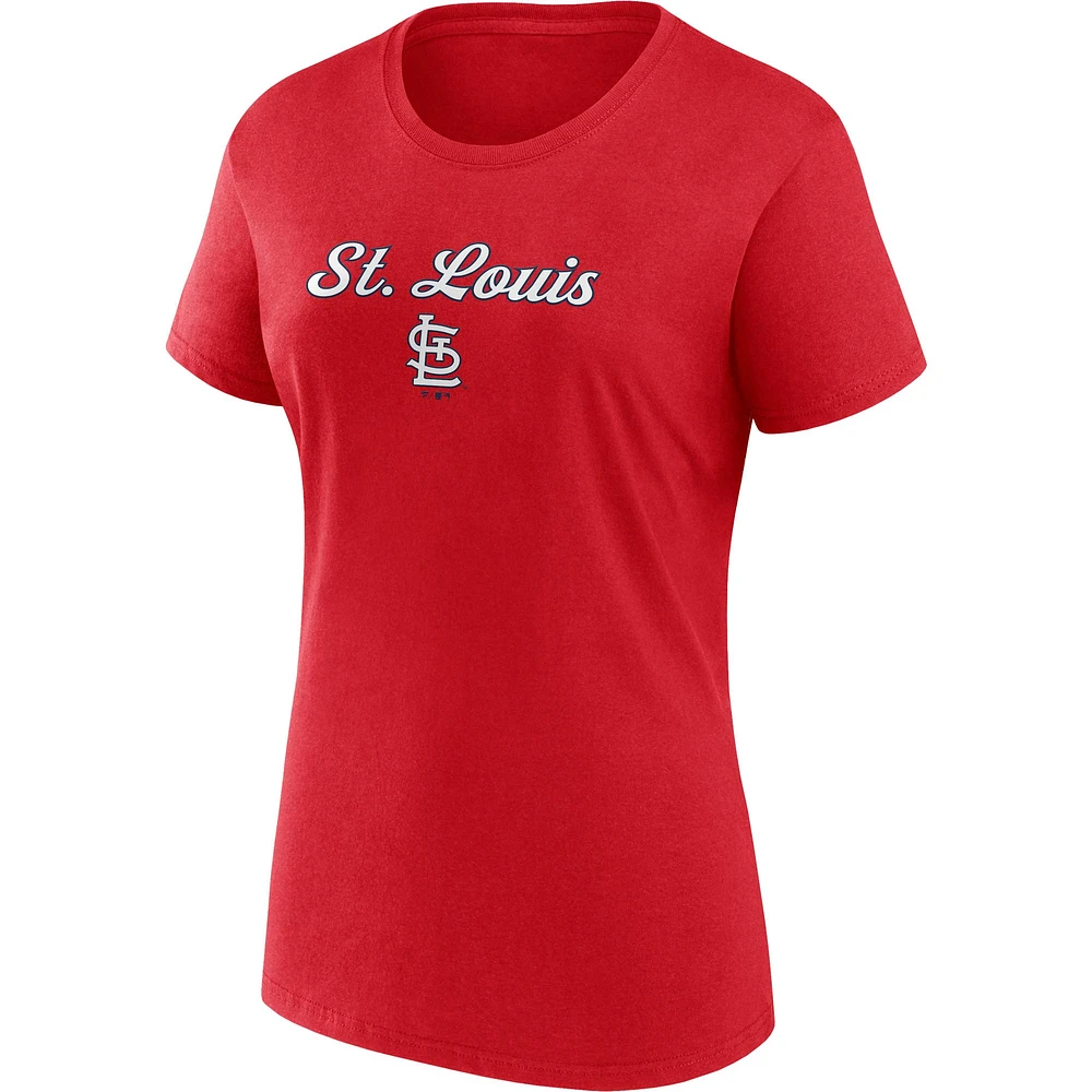 Women's Fanatics Red/Gray St. Louis Cardinals Script T-Shirt & Shorts Combo Set