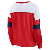 Women's Fanatics Red/White St. Louis Cardinals Even Match Lace-Up Long Sleeve V-Neck T-Shirt