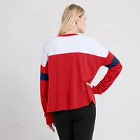 Women's Fanatics Red/White St. Louis Cardinals Even Match Lace-Up Long Sleeve V-Neck T-Shirt