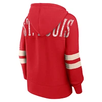 Women's Fanatics Red St. Louis Cardinals Bold Move Notch Neck High Hip Hoodie
