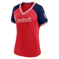 Women's Fanatics Red St. Louis Cardinals Glitz & Glam League Diva Raglan V-Neck T-Shirt