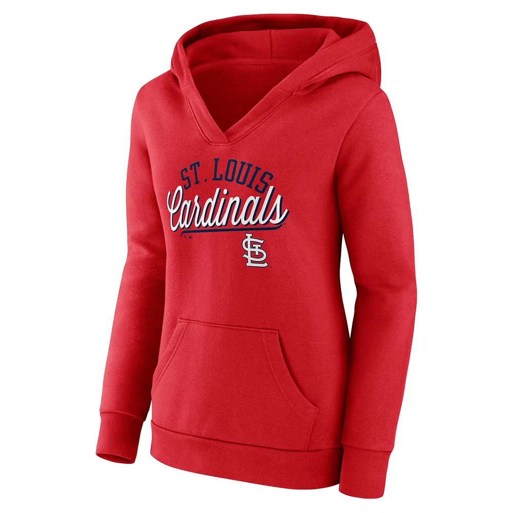 Women's Fanatics Red St. Louis Cardinals Simplicity Crossover V-Neck Pullover Hoodie