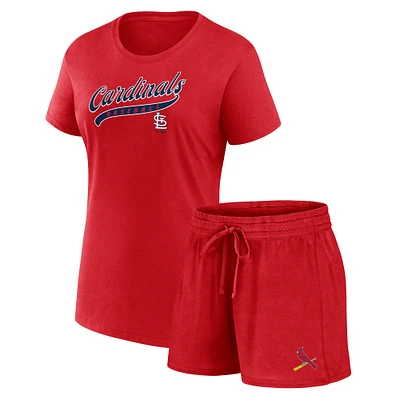 Women's Fanatics Red St. Louis Cardinals Start to Finish T-Shirt & Shorts Combo Pack