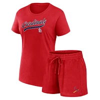 Women's Fanatics Red St. Louis Cardinals Start to Finish T-Shirt & Shorts Combo Pack
