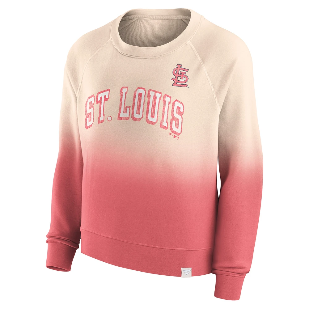 Women's Fanatics Tan/Red St. Louis Cardinals Luxe Lounge Arch Raglan Pullover Sweatshirt