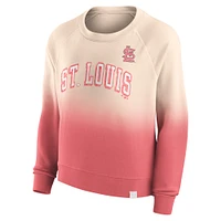 Women's Fanatics Tan/Red St. Louis Cardinals Luxe Lounge Arch Raglan Pullover Sweatshirt