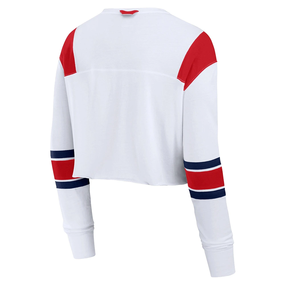 Women's Fanatics  White St. Louis Cardinals Stretch Cropped Fashion Long Sleeve T-Shirt