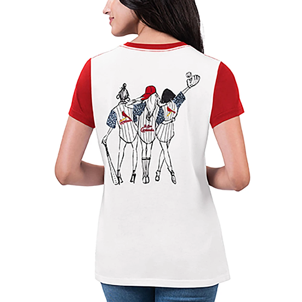 Women's G-III 4Her by Carl Banks White St. Louis Cardinals Illustration Ringer T-Shirt