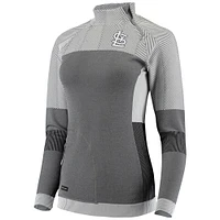 Women's Levelwear Gray St. Louis Cardinals Verse Asymmetrical Raglan Tri-Blend Quarter-Zip Jacket
