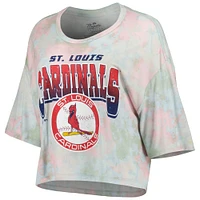 Majestic Threads St. Louis Cardinals Cooperstown Collection T-shirt court à trois mélanges tie-dye boxy pour femme