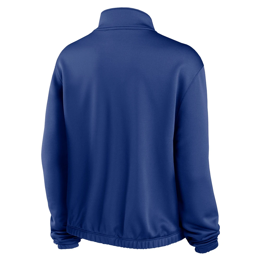 Women's Nike Royal St. Louis Cardinals Rewind Splice Half-Zip Semi-Cropped Bubble Hem Sweatshirt