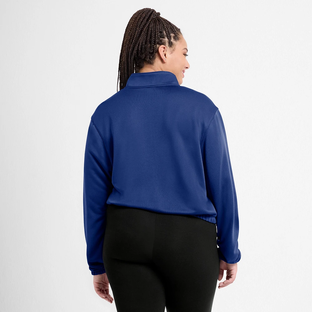 Women's Nike Royal St. Louis Cardinals Rewind Splice Half-Zip Semi-Cropped Bubble Hem Sweatshirt