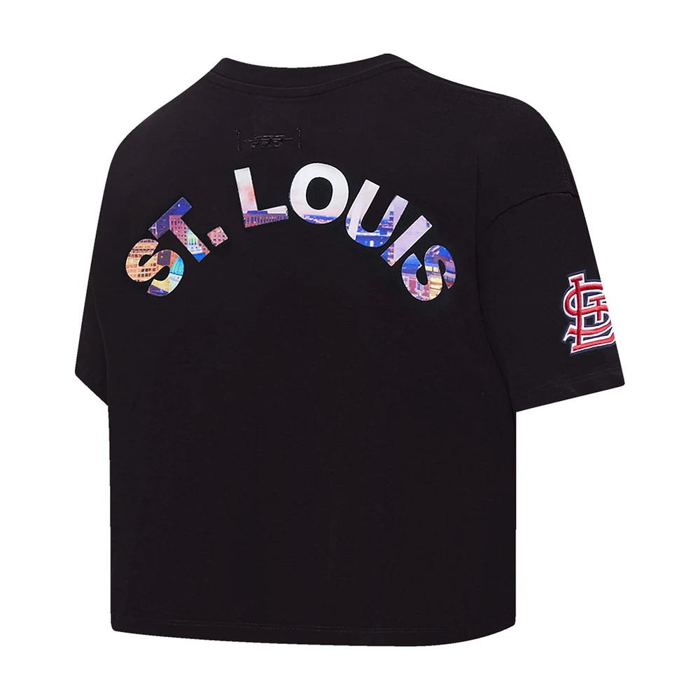 Women's Pro Standard Black St. Louis Cardinals Cityscape Boxy T-Shirt