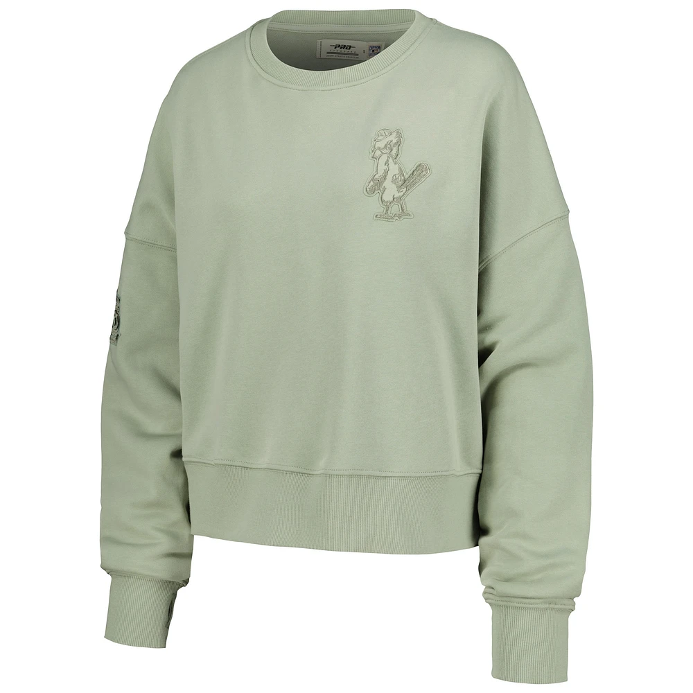 Women's Pro Standard Green St. Louis Cardinals Neutral Oversized Boxy Cropped Pullover Sweatshirt