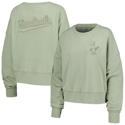 Women's Pro Standard Green St. Louis Cardinals Neutral Oversized Boxy Cropped Pullover Sweatshirt