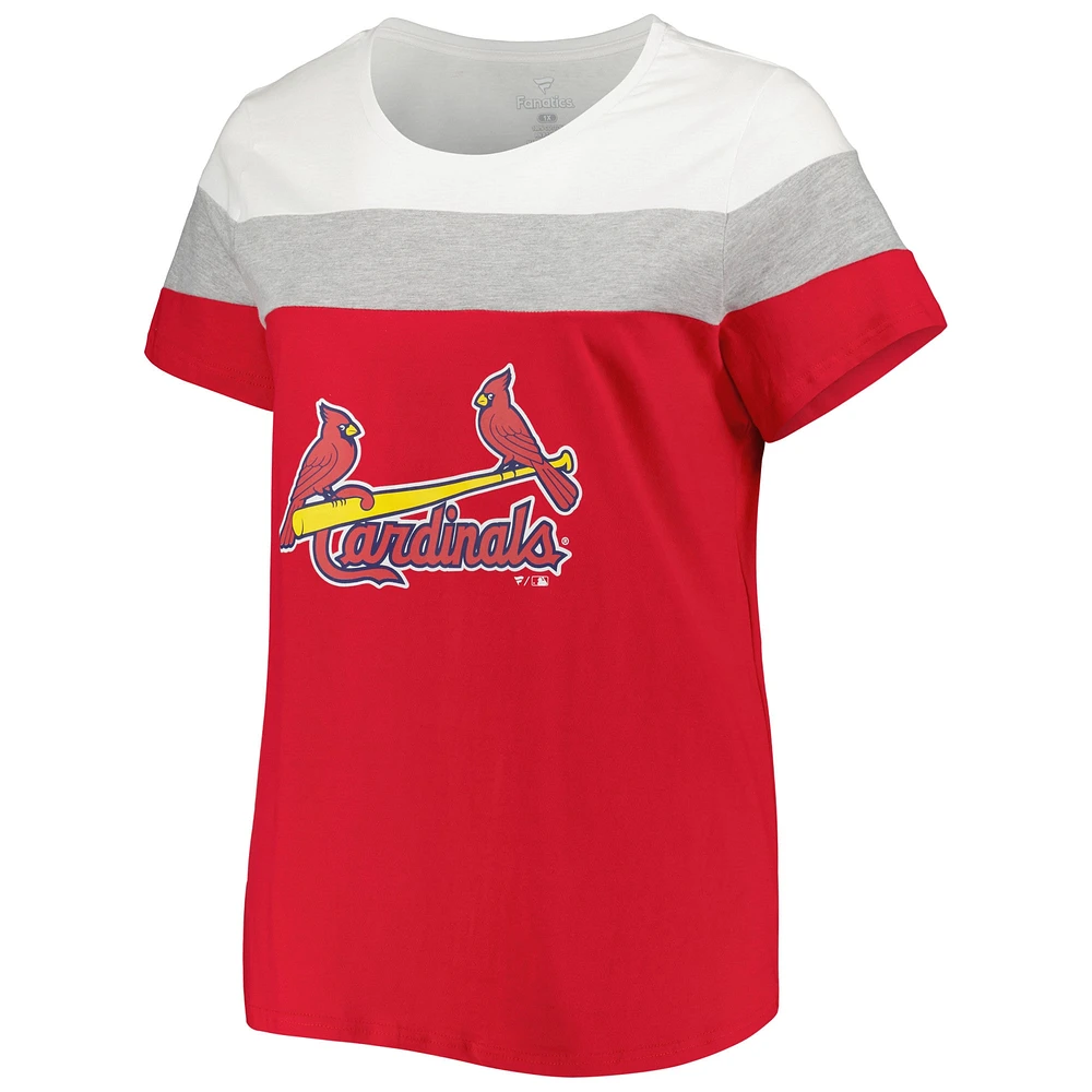 Women's Red/Heather Gray St. Louis Cardinals Plus Colorblock T-Shirt