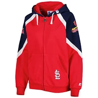 Women's Starter Red/Navy St. Louis Cardinals Hail Mary Full-Zip Hoodie