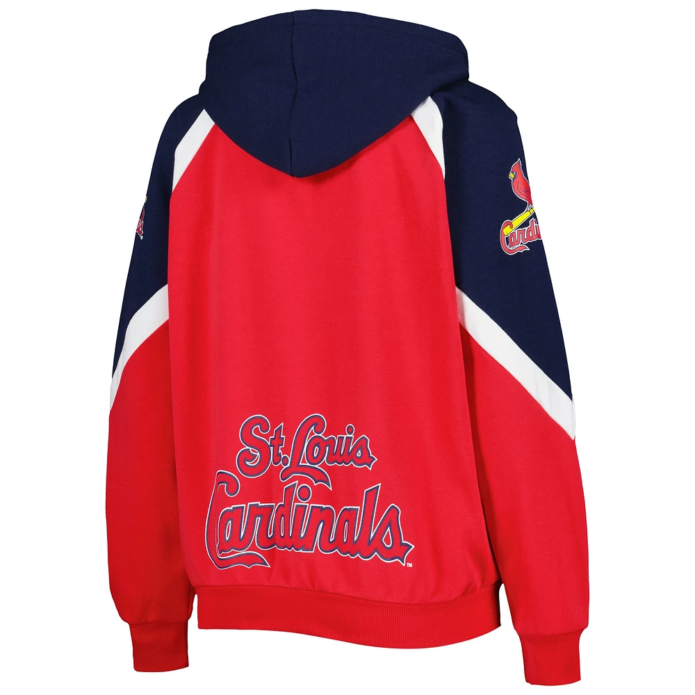 Women's Starter Red/Navy St. Louis Cardinals Hail Mary Full-Zip Hoodie