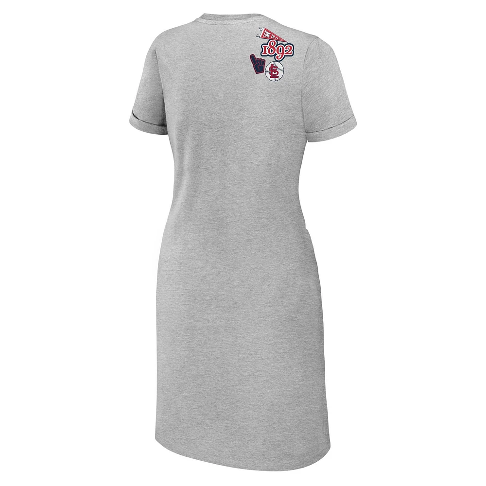 Women's WEAR by Erin Andrews Heather Gray St. Louis Cardinals  Knotted T-Shirt Dress