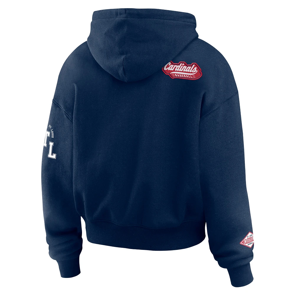 Women's WEAR by Erin Andrews Navy St. Louis Cardinals  Patch Quarter-Zip Hoodie