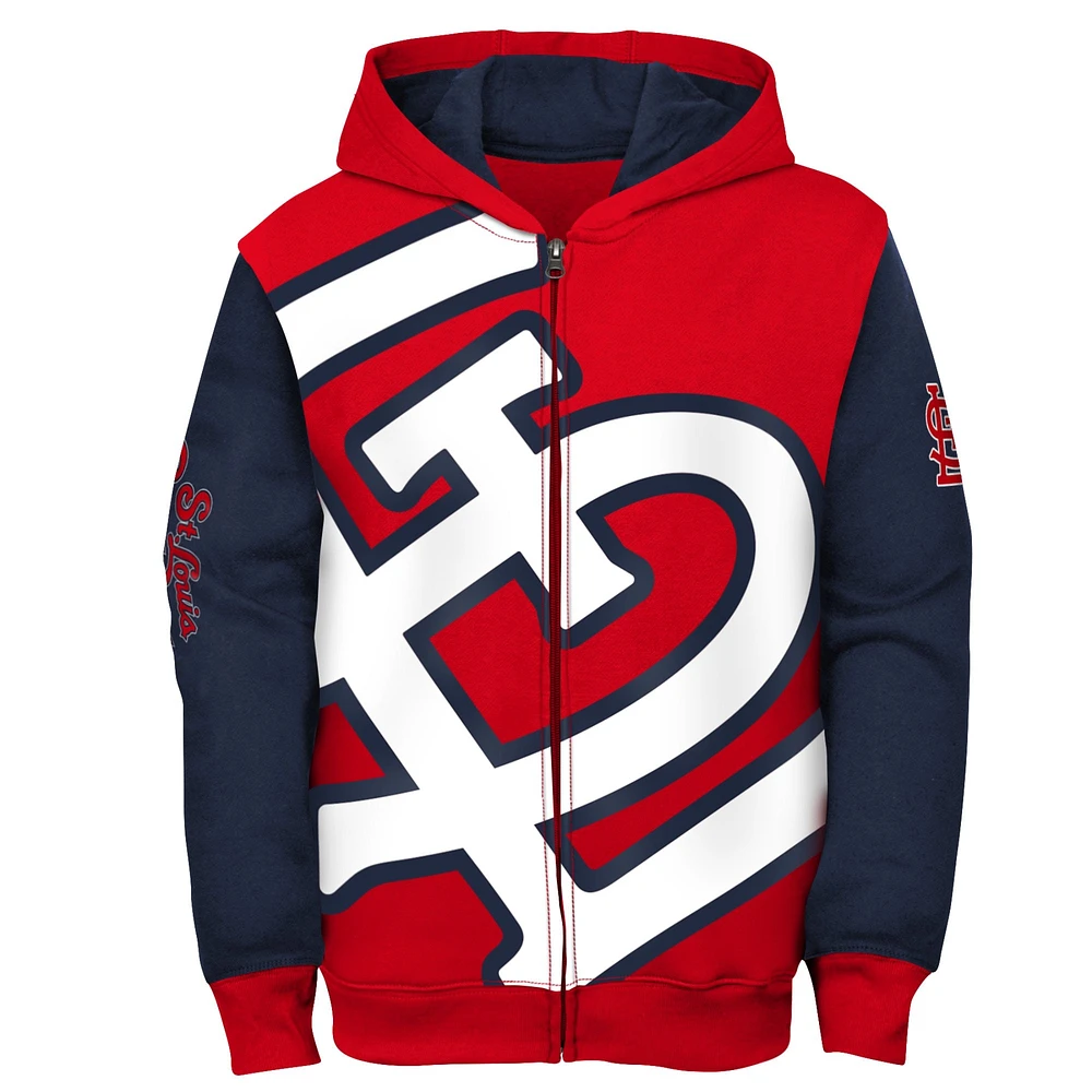 Youth Fanatics Red/Navy St. Louis Cardinals Postcard Full-Zip Hoodie Jacket