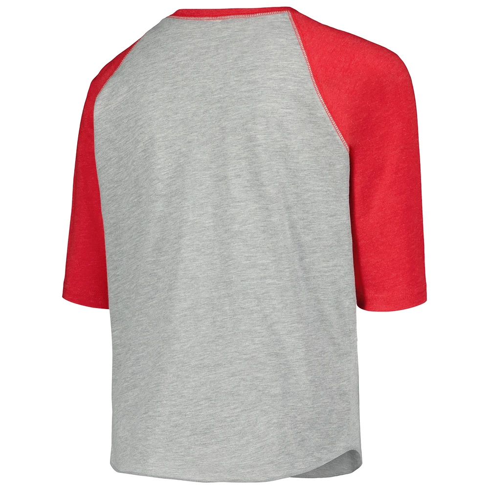 Youth Soft as a Grape Heather Gray St. Louis Cardinals Raglan 3/4 Sleeve T-Shirt