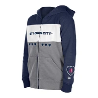 Veste à capuche entièrement zippée 5th & Ocean by New Era pour fille, gris/marine, St. Louis City SC