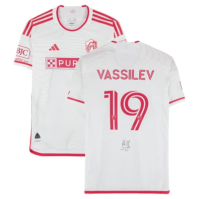 Indiana Vassilev St. Louis City SC Autographed Match-Used #19 White adidas Jersey from the 2024 MLS Season - Size M