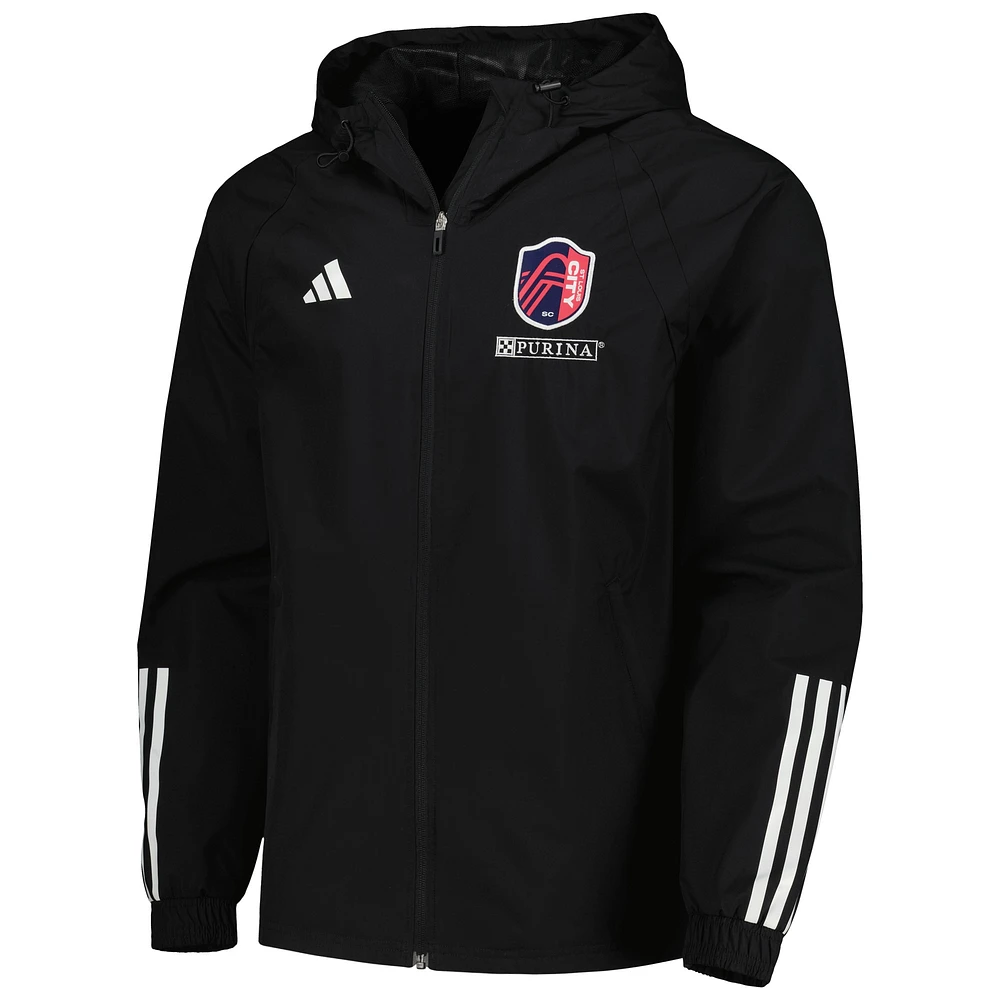 Men's adidas Black St. Louis City SC All-Weather Raglan Hoodie Full-Zip Jacket